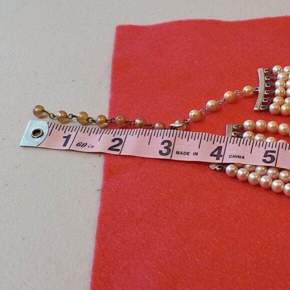 Vintage Six Strand Faux Pearl graduated necklace - Picture 4 of 8